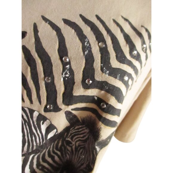 Zebras Vintage Women's T-shirt Large Single Stitch Bejewelled 1990's BIG PRINT L - Picture 7 of 11